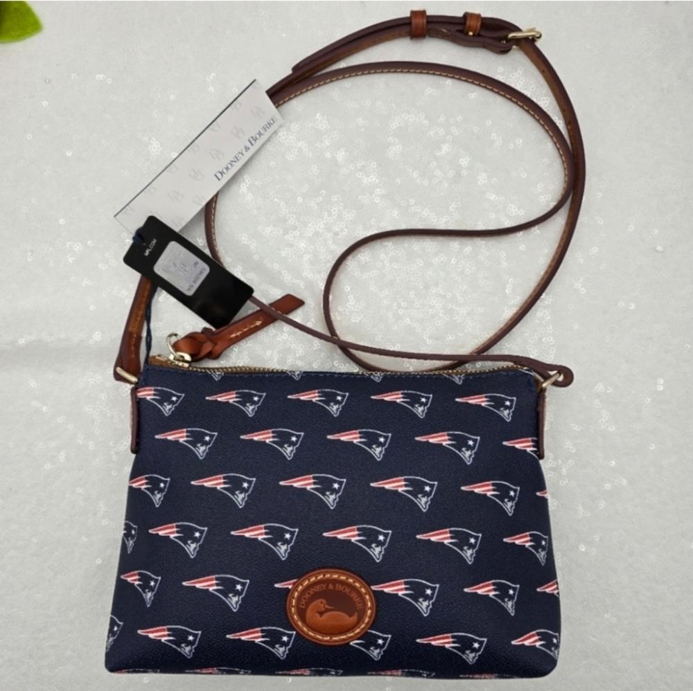 Dooney & Bourke Authentic NFL New England Patriots Top Zip Closure Shoulder Bag